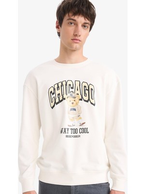 Myg Plus Defacto Boxy Fit Bisiklet Yaka Baskılı Sweatshirt E6430AX25AU
