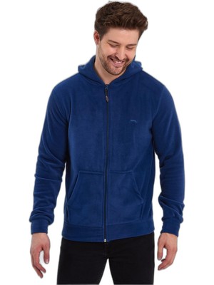 Myg Plus Slazenger Samson In Erkek Fermuarlı Kapüşonlu Cepli Indigo Polar