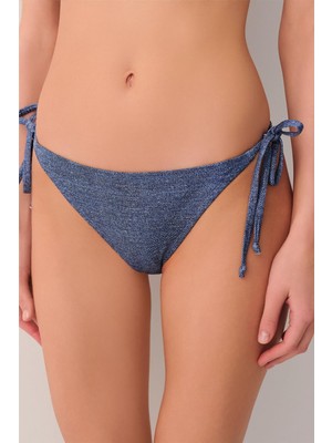 Myg Plus Suwen Denim Ince Bağcıklı Bikini Alt