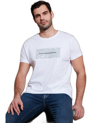Myg Plus Buratti Pamuklu Slim Fit Bisiklet Yaka Baskılı T Shirt Erkek T Shirt 541TOLIVE