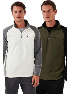 Myg Plus Buratti Slim Fit Yarım Fermuarlı Soğuk Geçirmez Şardonlu 2'li Paket Polar Erkek Polar 5906055S2