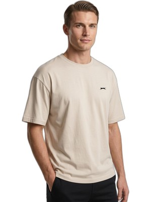 Myg Plus Slazenger Keane Erkek Oversıze Bej Tişört