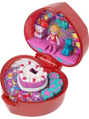 Myg Plus Mattel Polly Pocket 80. Yıl Dönümü Için Oyuncak Bebekli Mücevher Kutusu, Balon Hayvan ve Yüzük, Kutlama Eğlencesi Temalı Yüzük Kutusu, JGK21