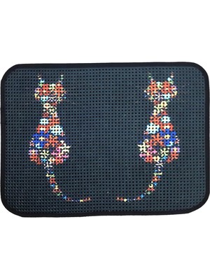 Burada Bulabilirsin Miapet Elekli Desenli Kedi Tuvalet Önü Paspası 60 x 45 cm Ters Kediler