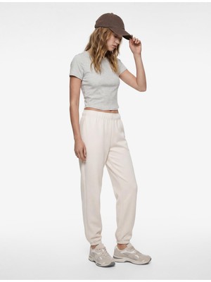Myg Plus Kısa Kollu Bisiklet Yaka Slim Fit Modal Crop Spor Tişört