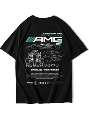 Brz Collection Unisex Oversize Formula One Team Petronas Amg T-Shirt Siyah