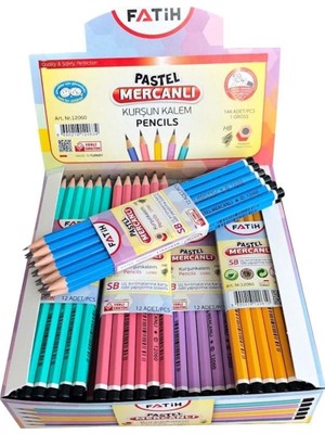Fatih Pastel Mercanlı Kurşun Kalem 144'lü Renkli Set 12060 Ölçülerle Çizim İçin Uygun