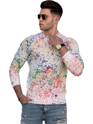 Myg Plus Madmext Baskılı Beyaz Sweatshirt 1658,BEYAZ S
