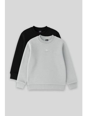 Myg Plus Standart Fit 2'li Paket Siyah-Taş Erkek Çocuk Sweatshirt - 11232
