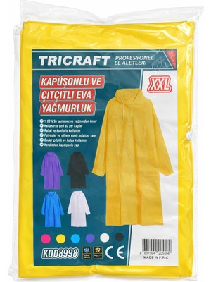 Myg Plus Kapüşonlu Yağmurluk, Eva Malzeme, Xxl Beden, Çıtçıtlı Kapama, Katlanabilir, Üniseks Yetişkin