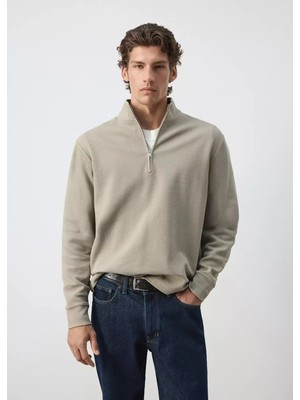 Mango Fermuarlı Pamuklu Sweatshirt