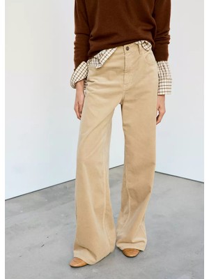 Mango Wide Leg Kadife Pantolon