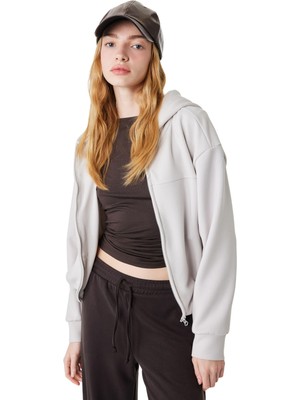 Myg Plus Modal Karışımlı Kapüşonlu Oversize Fermuarlı Sweatshirt