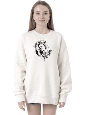 Myg Plus Tshirthane Just The Tip I Promise Halloween Beyaz Kadın 2ip Sweatshirt P21778S4836, S
