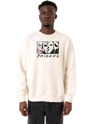Myg Plus Tshirthane Horror Character Friends Ekru Erkek 2ip Sweatshirt P21327S4846, Xl