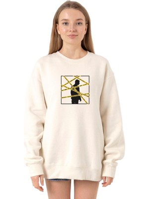 Myg Plus Tshirthane The Mentalist Crime Scene Tape Ekru Kadın 2ip Sweatshirt P19793S1599, Xl