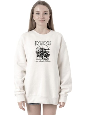 Myg Plus Tshirthane Hocus Pocus I Put A Spell On You Beyaz Kadın 2ip Sweatshirt P21272S2669, S