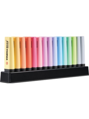 Myg Plus Stabılo Boss Orıgınal Pastel - Fosforlu Kalem - 15'li Masa Seti - 14 Karışık Renk (2x Tozlu Gri)