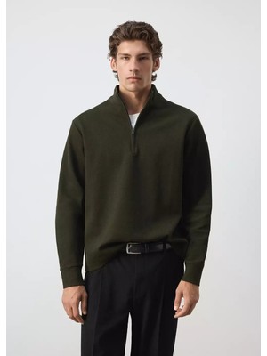 Mango Fermuarlı Pamuklu Sweatshirt