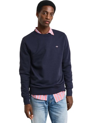 Myg Plus Gant Erkek Lacivert Regular Fit Bisiklet Yaka Sweatshirt