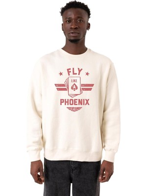 Myg Plus Tshirthane Top Gun Maverick Fly Like A Phoenix Ekru Erkek 2ip Sweatshirt P19952S6591, M