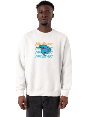 Myg Plus Tshirthane Mr Beast Lettern Beyaz Erkek 2ip Sweatshirt P19152S7932, Xl