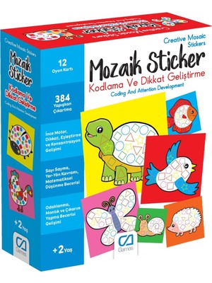 Myg Plus Ca Games Mozaik Sticker 2+ Yaş Çocuklar Için Eğitici Kodlama ve Dikkat Geliştirme Etkinlik Oyunu, SM-CA-OYUN-MOZAIKSTICKER-5267