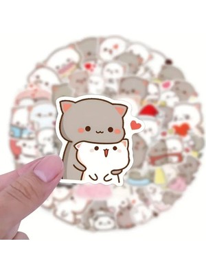 Myg Plus Ms Major Selection 50'li Cute Peach Cat Stickers, Sticker Seti Laptop Notebook Tablet Sticker Seti