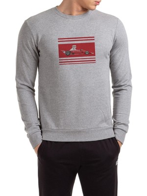 Myg Plus Qivi Niki Lauda Formula Baskılı Gri Erkek Örme Sweatshirt Uzun Kol BGA2342-ERKSW, S