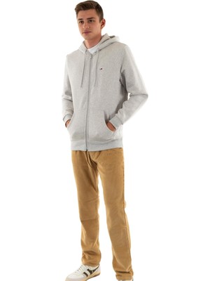 Myg Plus Tommy Jeans Tjm Reg S Flag Zip Thru Erkek Sweatshirt Silver Grey Heather Xl
