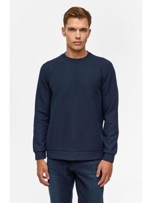 Myg Plus Lacivert Regular Düz Bisiklet Yaka Sweatshirt