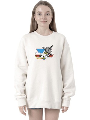 Myg Plus Tshirthane Top Gun Vintage Jet Stars Beyaz Kadın 2ip Sweatshirt P20018S6652, Xs