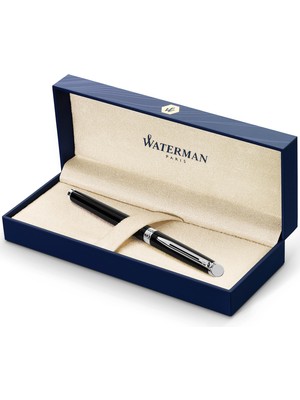 Myg Plus Waterman Hemisphere Lake Siyah Krom Tasarımlı Roller Kalem, Ince Uç, Siyah Mürekkep