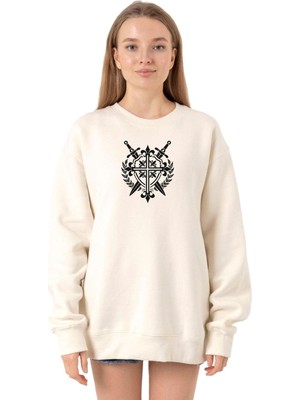 Myg Plus Tshirthane Monogatari Anime Episode Clan Symbol Ekru Kadın 2ip Sweatshirt P21955S8349, S