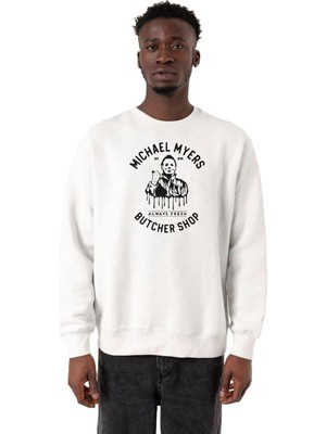 Myg Plus Tshirthane Michael Myers Butcher Shop Beyaz Erkek 2ip Sweatshirt P21922S896, L