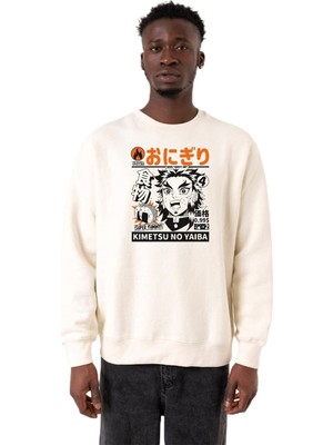 Myg Plus Tshirthane Demon Slayer Anime Super Yummy Ekru Erkek 2ip Sweatshirt P20874S8716, M