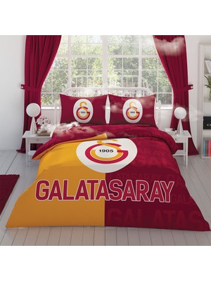 Taç Lisanslı Taç Galatasaray Parçali Logo Çift Kişilik Nevresim Takımı