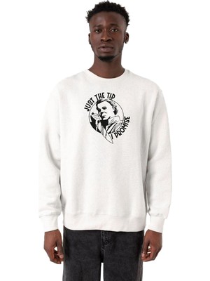 Myg Plus Tshirthane Just The Tip I Promise Halloween Beyaz Erkek 2ip Sweatshirt P21098S5310, 2xl