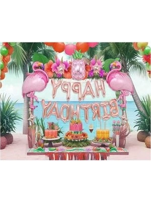 Myg Plus Happy Birthday Temalı Flamingo Folyo Balon Seti