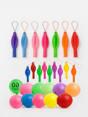 Myg Plus 60 Adet Lastikli Zıp Zıp Balon Seti, Eğlenceli Parti Malzemesi