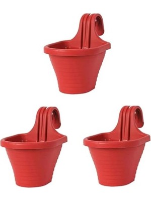 Myg Plus 20 cm Askılı Balkon Saksı, 3 Litre Kapasite, 3 Adet Set
