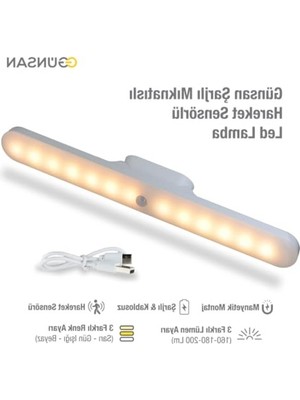 Myg Plus Şarjlı Mıknatıslı LED Lamba, 3 Renk Modu, Dim Edilebilir Işık