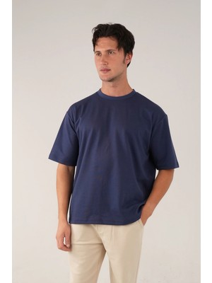 Allunique Bisiklet Yaka Mavi T-Shirt
