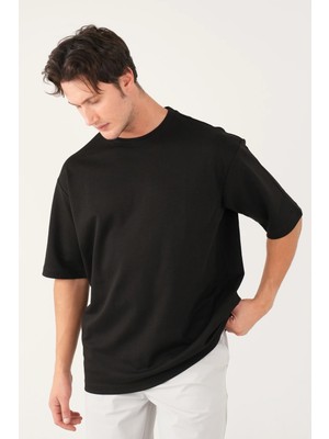 Allunique Bisiklet Yaka Siyah T-Shirt