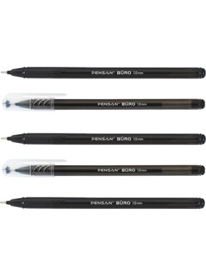 Pensan Büro 1,0 mm Siyah Tükenmez Kalem – 5 Adet
