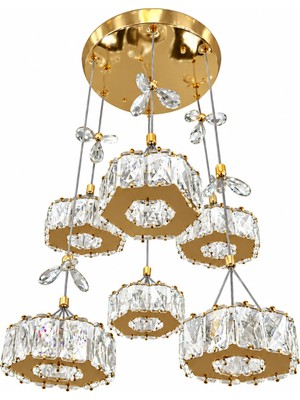 G-Light Kristal Petek 6’lı Sarkıt Avize