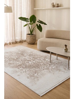 Hoom Rugs Vizyon 3504 Kahverengi Eskitme Desenli Akrilik Halı
