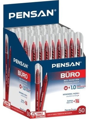 Pensan Büro Tükenmez Kalem 1 mm 2270 Kırmızı 50'li