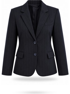5in1Canpolat Lacivert Çizgili Blazer Ceket 17285