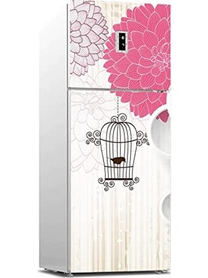 Pratik Ev Bahar Çiçekleri ve Kuş Desenli Buzdolabı Stickerı
